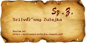 Szilvássy Zulejka névjegykártya